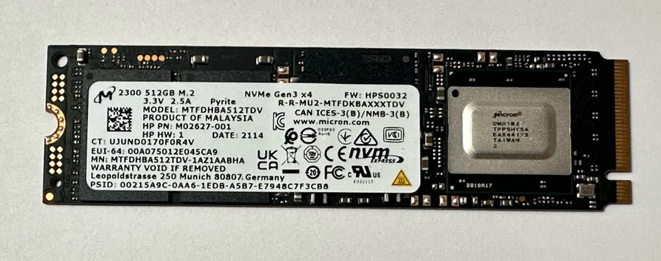 SSD Micron 2300 512 GB M.2 2280 NVMe (MTFDHBA512TDV) Foto 1 de 1