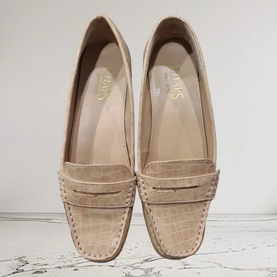 Mocasines Chaps para mujer color tostado jengibre: talla 8B - Zapatos planos sin cordones imitación piel de cocodrilo Foto 1 de 4