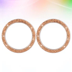  2 PCS Bling Car Accessories Rhinestone Decor Push Start Button Cover - Picture 1 of 12