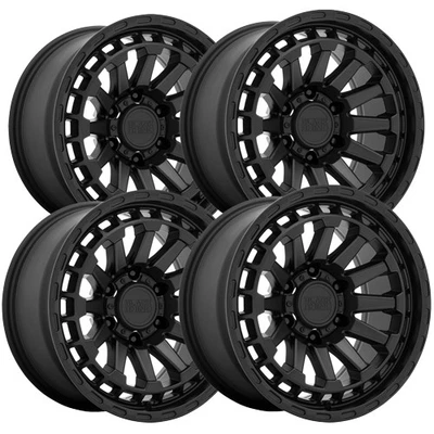 (Set of 4) Black Rhino Raid 17x8.5 6x4.5" +0mm Matte Black Wheels Rims 17" Inch - Image 1 of 4