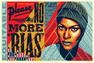 Shepard Fairey - No More Bias - Impresión 2023 Obedecer Gigante Paz Igualdad BLM Protesta Foto 1 de 4