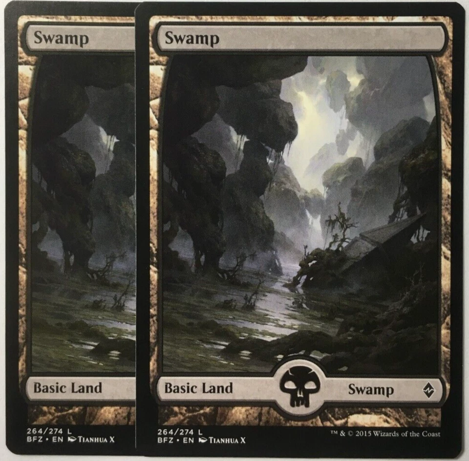 MTG 2X SWAMP 264/274 BATTLE FOR ZENDIKAR LAND NEAR MINT - Image 1 of 1