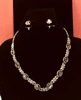 Juego de collar y pendiente gargantilla ojo de tigre artesanal rectángulo dorado nuevo en caja Foto 1 de 4