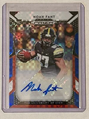2019 Noah Fant Panini Prizm Draft Picks Red White Blue Halo Refractor Auto RC - Image 1 of 3
