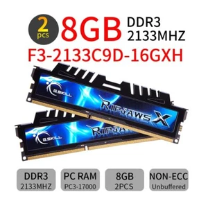 G.Skill Ripjaws 16GB Kit 2x 8GB DDR3 OC 2133MHz PC3-17000 Desktop PC Memory RAM - Picture 1 of 5