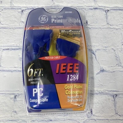 GE MaxSpeed IEEE 1284 Printer Cable 6' DB25M CEN36M Parallel  HO97889 New - Image 1 of 4