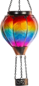 Hot Air Balloon Solar Lantern with Candle Holder Solar Hot Air Balloon Flickerin - Picture 1 of 12