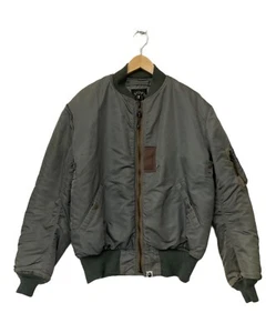 THE REAL McCOY'S × A BATHING APE MA-1 Jacket Green Nylon Poly Wool Men' s M - Picture 1 of 8