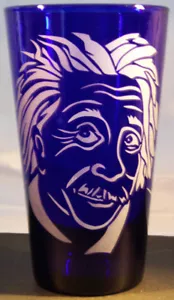 Albert Einstein Physicist Science Nerd Cobalt Pint Glass - Picture 1 of 1