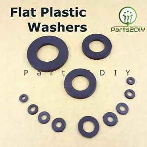 BLACK NYLON PLASTIC WASHERS FLAT Spacer Wide Thin/Thick DIN Standard WASHER - Picture 1 of 23