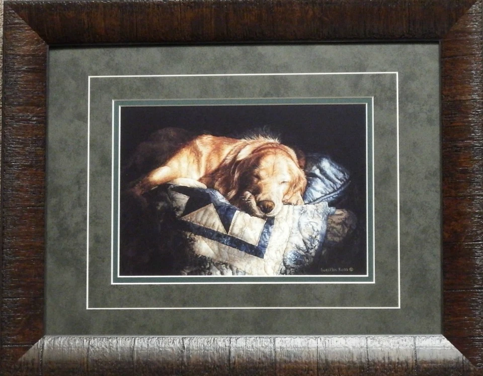 Sueellen Ross Snooze Yellow Lab Dog Art Print-Framed 19 x 15 - Image 1 of 1