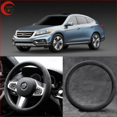 Cubierta interior antideslizante del volante del coche de gamuza negra de 15" para Honda Crosstour Foto 1 de 4