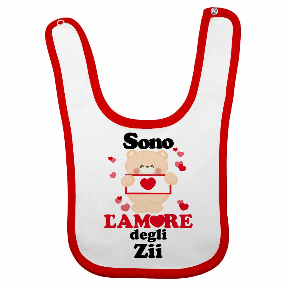Bavaglino neonato personalizzato con nome e orsetto sono l'amore degli zii gr... - Immagine 1 di 1