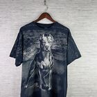 DOM Shirt Mens 2XL Black Short Sleeve Pitbull All Over Print AOP Y2K Jail Yard