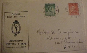 AUSTRALIA FDC CORONATION 1937 MY 10 SPRING VALLE CAT $ 25.00 - Picture 1 of 1