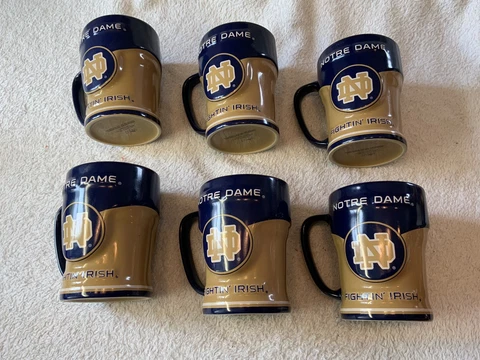 Russ Berrie “Notre Dame Fightin Irish”, Blue-Gold 3-D Collector Mugs Cover