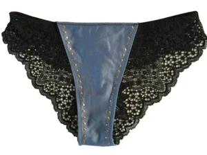 Victoria's Secret freches Höschen indigoblau Nieten Gr. S sehr sexy schwarz Spitze - Bild 1 von 12