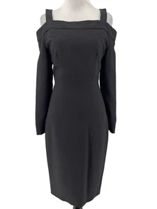 IRIS & INK Women's Black Steff Cold-Shoulder Crepe Pencil Dress Size 6 NEW - Picture 1 of 7