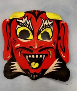 Vintage 1970er Scary Collegeville Dämon Teufel leuchtet im Dunkeln Maske Horror Halloween - Bild 1 von 24