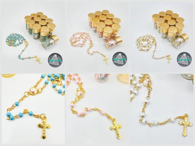 Frasco de vidrio con tapa de oro rosario perfumado 4/12 piezas vibraciones de otoño boda fiesta favor de EE. UU. Foto 1 de 4