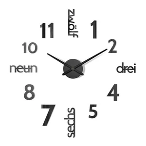 Cander Berlin XXL 3D Wall Clock 0180 S Black Acrylic Large Wall Tattoo 40 NiB - Picture 1 of 24