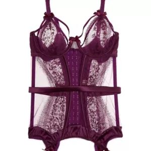 AGENT PROVOCATEUR SEXY TANYA DEEP VIOLET BASQUE 32C BNWT - Picture 1 of 6