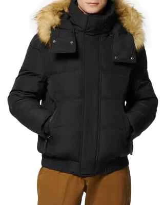 Andrew Marc Men's Black Umbra Faux Fur Hooded 28" Bomber Puffer Jacket XXL yja25 - Image 1 of 4