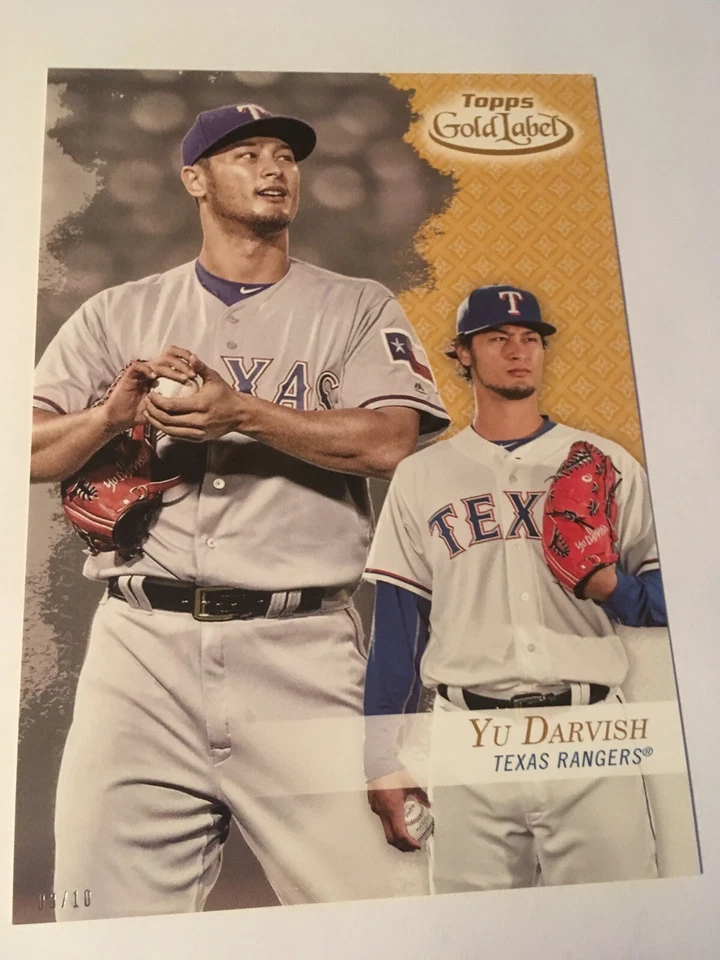 2017 Topps Gold Label 5x7 Yu Darvish Rangers 67 #'d 03/10 Class 1 Gold - Image 1 of 1
