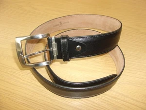 Links & Kings echt italienisches Leder Vollnaht Handarbeit Gürtel schwarz 46 NEU - Bild 1 von 4