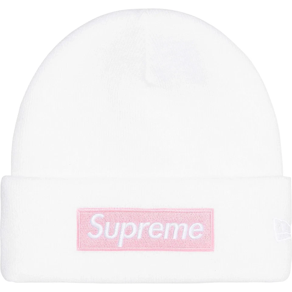 Gorro Supreme FW25 New Era Logo de Caja Puños Blanco Rosa Talla Única Nuevo CONFIRMADO Foto 1 de 1
