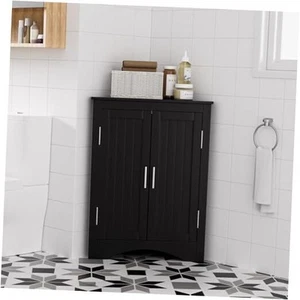 Mueble esquinero de baño, armario de almacenamiento de piso para el hogar con dos puertas y - Imagen 1 de 8