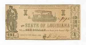 1864 Cr.18 $1 The State of LOUISIANA Note - CIVIL WAR Era - Picture 1 of 2
