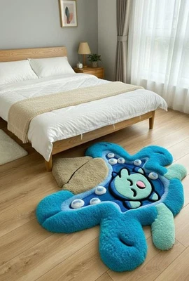 Cute Cartoon Character Shaped Rug Soft Plush Floor Carpet for Bedroom, Kids Room - Image 1 of 4