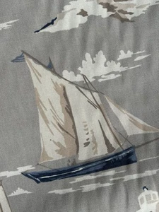 2 Metres clarke & clarke skipper Fabric In Blue, White On Grey ground, nautical - Picture 1 of 2