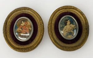 VTG Cameo Creation Framed Mid 20th Century Portraits Gold Tone Convex Glass - Picture 1 of 12
