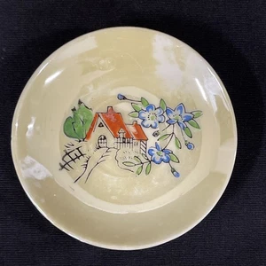 Vintage 2.5" Hand Painted Glazed Ceramic Floral Miniature Plate - Occupied Japan - Picture 1 of 3