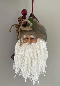 Vintage Santa Ornament Santa Face Head Long Soft Beard Hanging Ornament - Picture 1 of 9