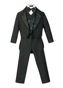 Boy's Suit Pants Vest Shirt Tie Notch Lapel 5Pcs Blazer Two Button Classic BY011