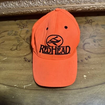 Red Head Hat Blaze Orange Adjustable Strapback Cap Duck Hunter Hunting - Image 1 of 4
