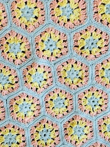 VTG Handmade Crochet Granny Square Afghan Blanket Red White Roseanne 35”x50” - Picture 1 of 15
