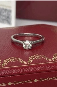 CARTIER 1895 SOLITAIRE DIAMANT RING PLATIN EXCELLENT VVS1, 0,33ct. G WERT 5500€ - Bild 1 von 9