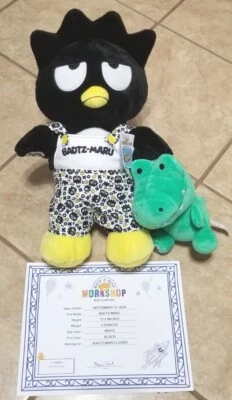 Build A Bear Sanrio Badtz-Maru W/Overalls, Certificate & Pet Alligator Pochi - Image 1 of 2