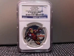 2014 Silver Niue S$2 Marvel Avengers Iron Man Pf70 prime uscite - Foto 1 di 5