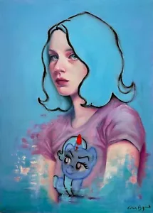 SILVIA BIGNAMI 'BLUE PILL' OLIO E ACRILICO SU TELA 50X70CM 2024 SPLENDIDA OPERA - Foto 1 di 12