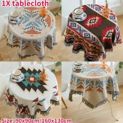1pc Ethnic Tablecloth Geometric Tabletop Cover Rectangular Retro Home Decor - Image 1 of 4