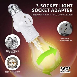 E26/E27/B22 Light Socket to Plug Adapter,Polarized Light Socket Outlet ηд V P6 - Picture 1 of 13
