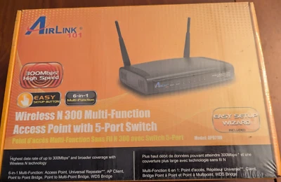 NEW Airlink 101 Wireless N 300 Multi Function Access Point 5 Port Switch AP671W - Image 1 of 4