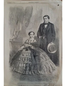 Príncipe Napoleón, Princesa Clotilde 1861 Harpers Semanal Guerra Civil Bloque de Madera - Imagen 1 de 3
