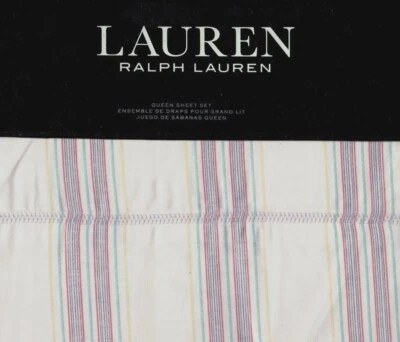 Brand New Ralph Lauren 4pc Queen Sheet Set Claudia Stripe - Image 1 of 4
