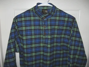 VERMONT FLANNEL CO HENLEY FLANNEL SHIRT YOUTH SZ 14-16 BLUE GREEN BLACK PLAID EU - Picture 1 of 10